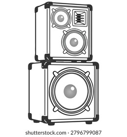 DJ Speaker Sound System Vector, Professional Audio Equipment, Music Festival Loudspeaker, Club Party Sound Box, Concert Speaker Stack, Bass Woofer Technology, Entertainment Audio Illustration