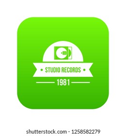 Dj studio icon green vector isolated on white background