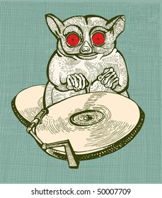 Dj tarsier with red eyes