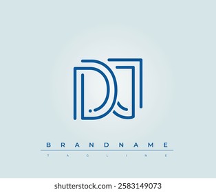 DJ Technology Letter Logo Template. This tech letter logo is a graphic mark that uses letters to represent a technology company.