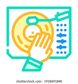 dj turntable color icon vector. dj turntable sign. isolated symbol illustration
