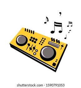 DJ Turntable Console Mixer Vector Isolated On White Background. Controller. Audio Sound Equipment Musical Instrument. 