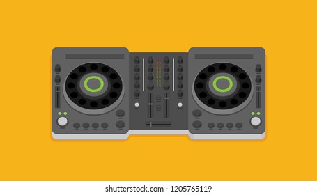 DJ turntable device in flat style vector isolated on background