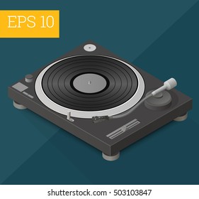 dj turntable eps10 vector illustration. deejaying gadget