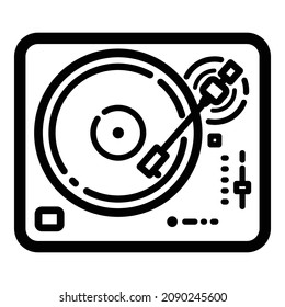 Dj Turntable Flat Icon Isolated On White Background