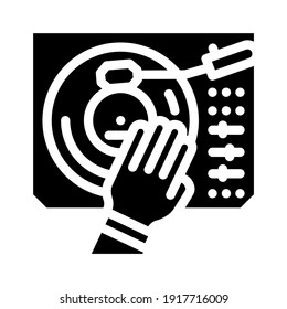 dj turntable glyph icon vector. dj turntable sign. isolated contour symbol black illustration