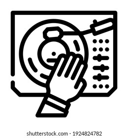 vector de icono de línea girable dj. signo de activación dj. símbolo de contorno aislado ilustración negra
