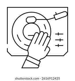 dj turntable line icon vector. dj turntable sign. isolated contour symbol black illustration