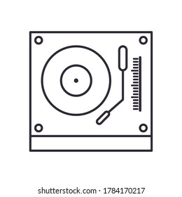 dj turntable line style icon design, Music sound melody song musical art and composition theme Vector illustration