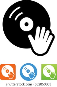 DJ Turntable Record Player With Hand Icon