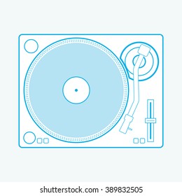 DJ Turntable Top View. Vector Illustration