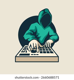 Estilo moderno del logotipo abstracto del Vector de DJ
