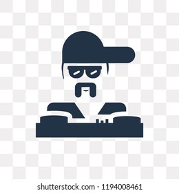 DJ vector icon isolated on transparent background, DJ transparency concept can be used web and mobile