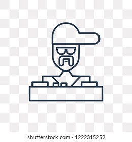 DJ vector outline icon isolated on transparent background, high quality linear DJ transparency concept can be used web and mobile