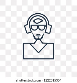 DJ vector outline icon isolated on transparent background, high quality linear DJ transparency concept can be used web and mobile