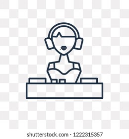 DJ vector outline icon isolated on transparent background, high quality linear DJ transparency concept can be used web and mobile