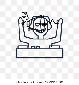 DJ vector outline icon isolated on transparent background, high quality linear DJ transparency concept can be used web and mobile