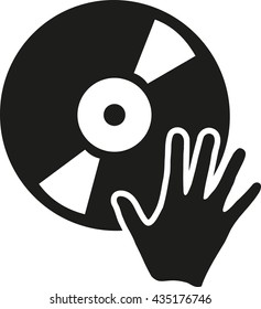 DJ  vinyl with hand