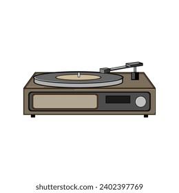 dj vinyl player cartoon. gramophone old, vintage song, lp disk dj vinyl player sign. isolated symbol vector illustration