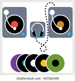 Dj. Vinyl records. Vector illustration