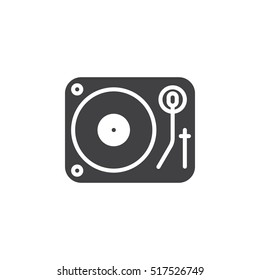 Dj vinyl turntable icon vector, filled flat sign, solid pictogram isolated on white, logo illustration