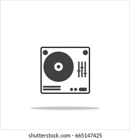 DJ vinyl turntable icon vector, DJ symbols.