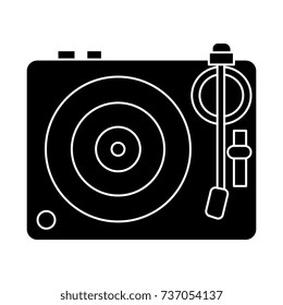 dj vinyl - turntable icon, vector illustration, black sign on isolated background