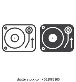 Dj vinyl turntable line icon, outline and filled vector sign, linear and full pictogram isolated on white, logo illustration