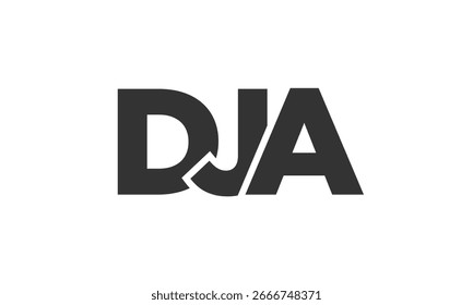 Plantilla de diseño de logotipo DJA con texto fuerte y moderno en negrita. Logotipo de Vector inicial basado en tipografía simple y mínima. Identidad de empresa de moda ideal para la presencia de la marca de las empresas.