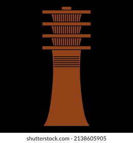 Djed sign. Ancient Egyptian sacred symbol. Red and black silhouette.