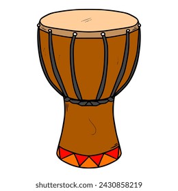 djembe from africa illustration hand drawn colored vector	