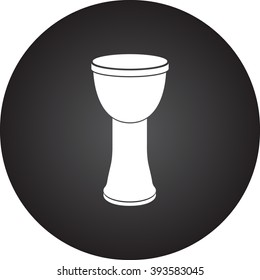 Djembe black simple icon on round background