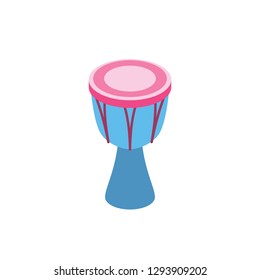Djembe drum 3d vector icon isometric pink and blue color minimalism illustrate
