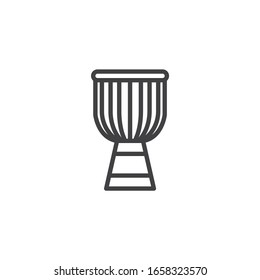 Djembe drum line icon. linear style sign for mobile concept and web design. African musical instrument, djembe outline vector icon. Symbol, logo illustration. Vector graphics