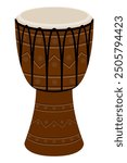 djembe drum musical instrument flat style vector illustration isolated on white background