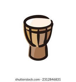 Djembe Drum - Musical instrument icon (Hand draw color version)