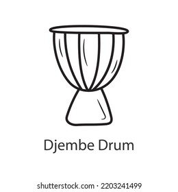 Djembe Drum Outline Icon Design Illustration. Musiksymbol auf weißem Hintergrund EPS10-Datei