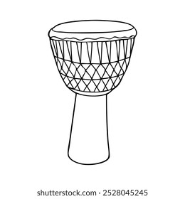 djembe drum outline vector illustration,isolated on white background,top view