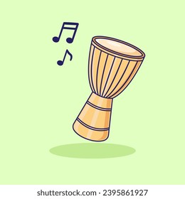 Djembe Drum Vector Icon Illustration. Flat Cartoon Style Suitable for Web Landing Page, Banner, Flyer, Sticker, Card, Background