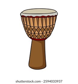 djembe drum vector illustration,isolated on white background,top view