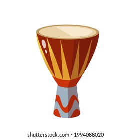 Djembe icon isolated on white background. Cartoon djembe drum musical instrument Flat style vector illustration.