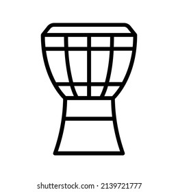 Djembe Icon. Line Art Style Design Isolated On White Background