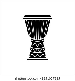 Djembe Icon, Music Instrument Rope Tuned Skin Covered Goblet Drum Jembe Vector Art Illustration