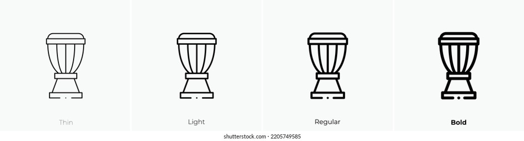 djembe icon. Thin, Light Regular And Bold style design isolated on white background