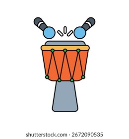 Ícone de Djembe com ilustração de estoque de vetor de fundo branco