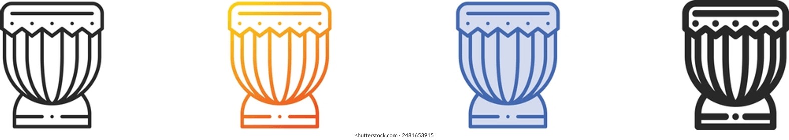 djembe icon.Thin Linear, Gradient, Blue Stroke and bold Style Design Isolated On White Background