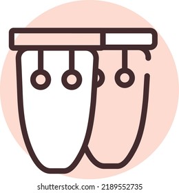 Djembe instrument, illustration, vector on a white background.