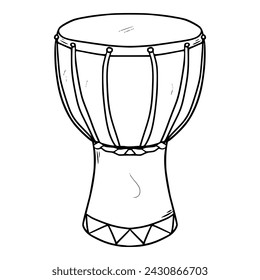 djembe instrument tool from africa illustration hand drawn sketch outline vector	