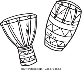 Djembe Isolated Coloring Page for Kids