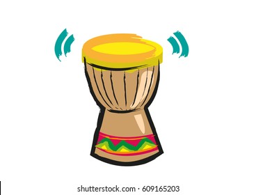 Djembe or Jembe Mali Skin Drum Abstract Contemporary illustration. Editable Clip Art.
